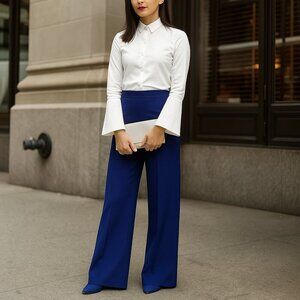 Misha Nonoo High Rise Wide Leg Trouser Pants Blue size 6